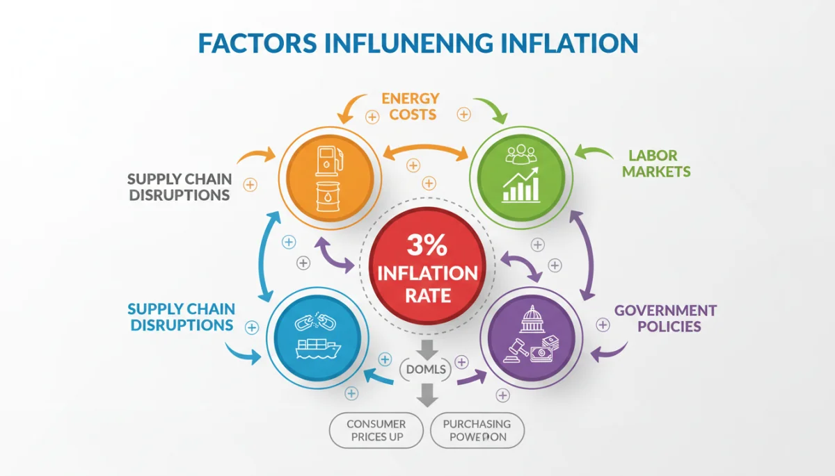 Infographic detailing factors influencing the 2026 inflation outlook, including supply chains and energy costs.