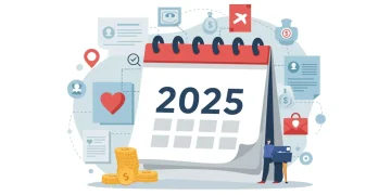 Calendar showing 2025 with health and finance icons, representing changes in employer benefits.