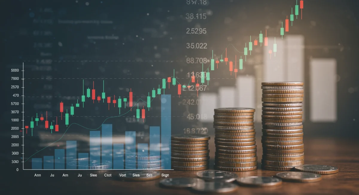 Economic indicators showing corporate profits and stock market trends