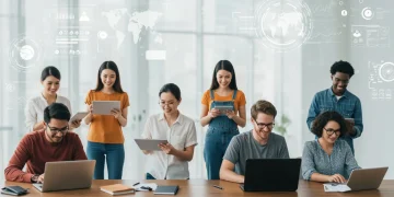 Students engaging with various online learning platforms on modern devices in 2026