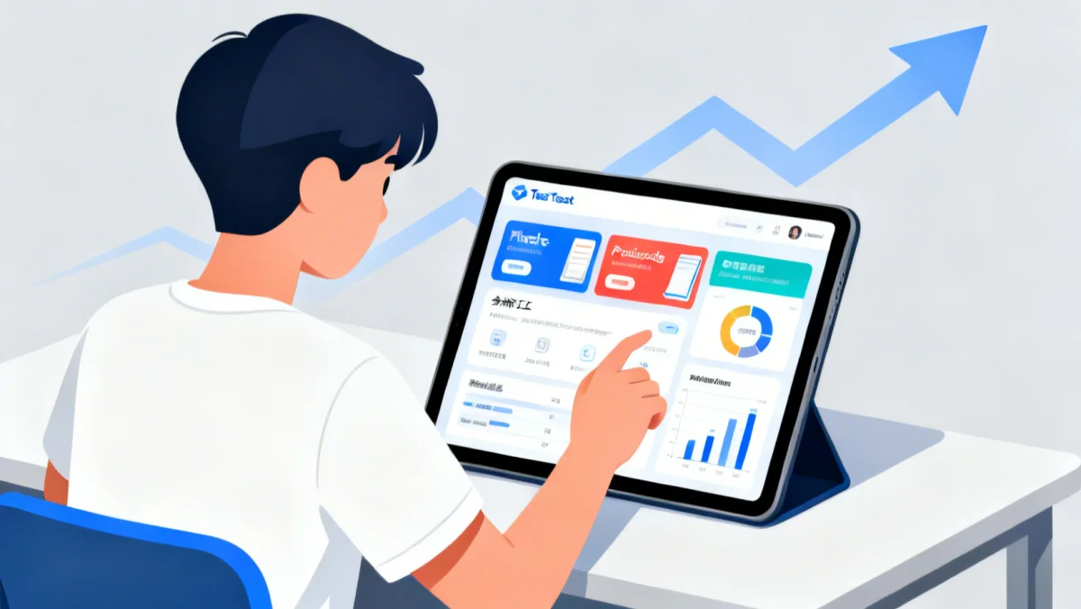 Student using digital platform for test preparation.