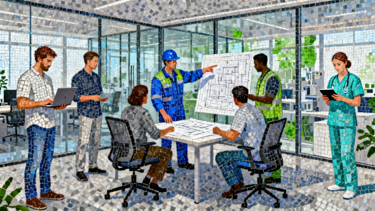 Diverse workforce collaborating, representing labor market adaptability and sector growth