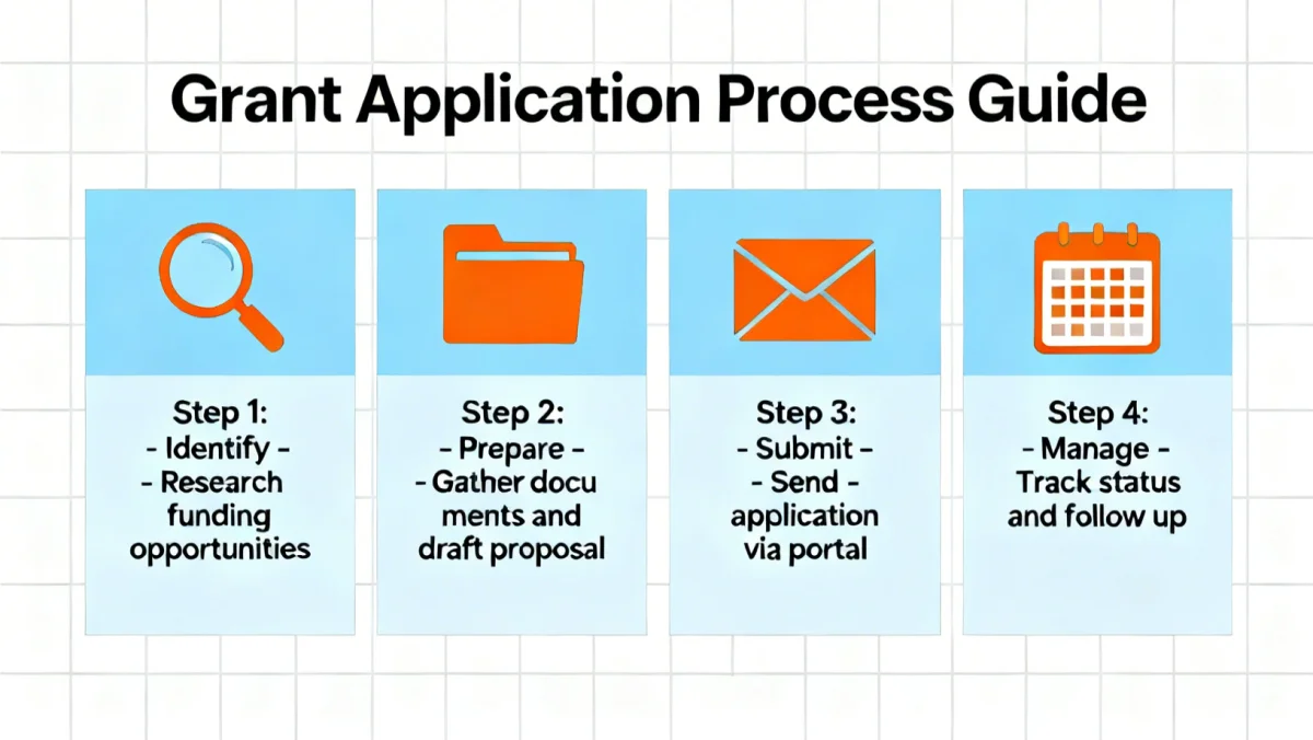 Infographic showing the step-by-step process for applying for federal grants