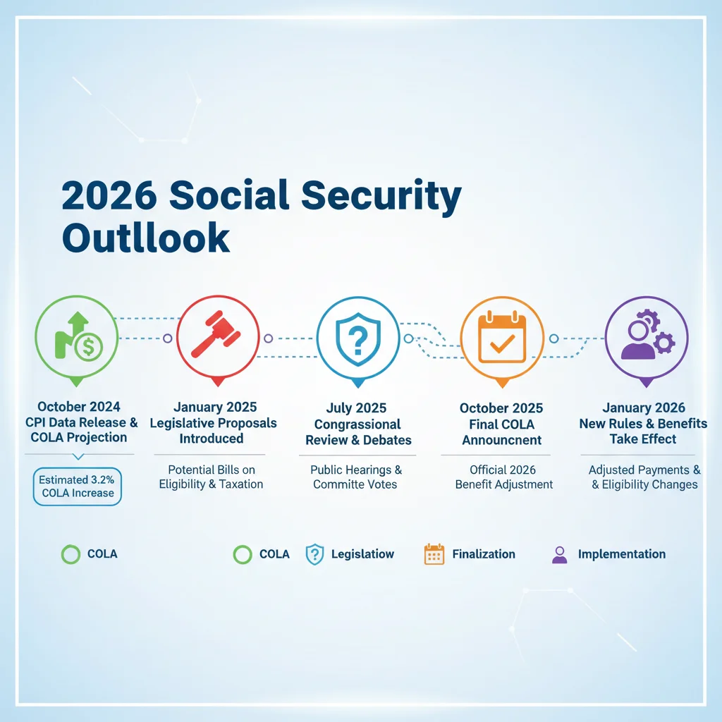 Infographic detailing 2026 Social Security benefit adjustments timeline