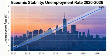 Graph showing stable 3.8% unemployment rate projection for 2026 in the US economy