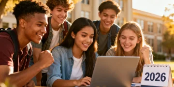 American undergraduate students researching 2026 scholarship opportunities