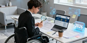 Person reviewing disability benefits appeal documents with a lawyer