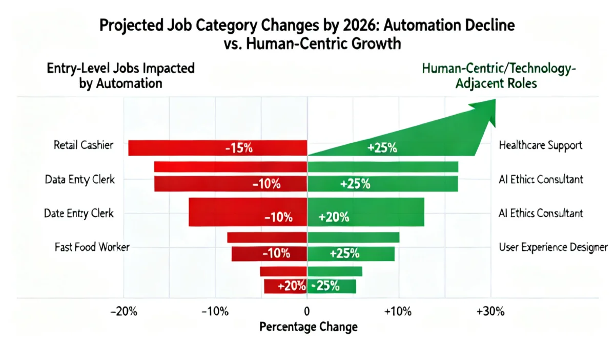 Bar chart illustrating job transformation due to automation by 2026