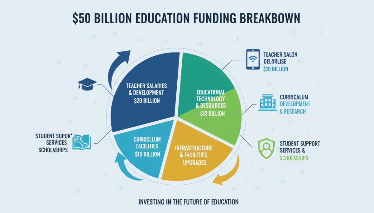 Infographic showing breakdown of  billion education funding allocation.