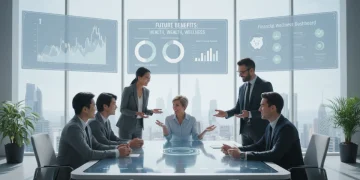 Employer Benefits 2026: Trends, Mandates & Future Outlook Employees reviewing digital employer benefits packages in a modern office, symbolizing future trends and mandates.