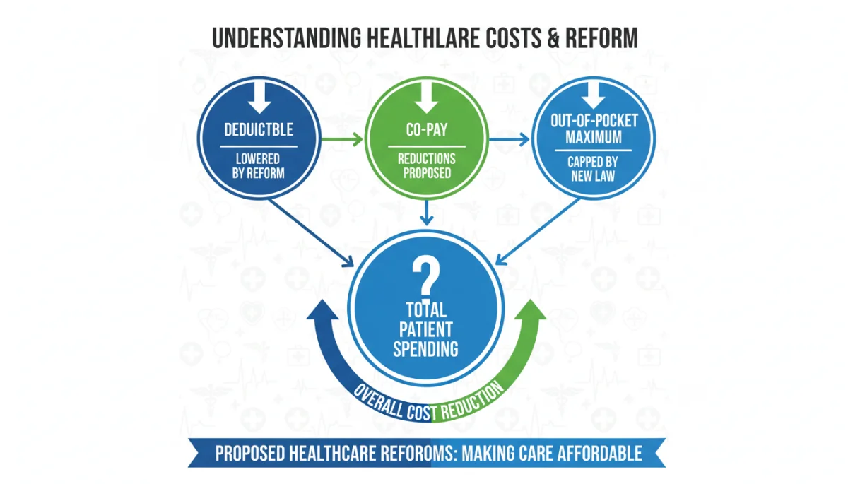 Infographic detailing components of healthcare costs and how 2026 reforms could affect them.