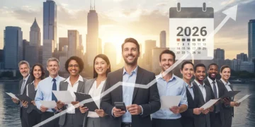 Smiling US workers planning for 2026 retirement with IRA and 401(k) documents