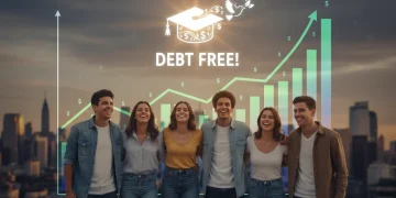 Students celebrating relief from student loan debt in 2026