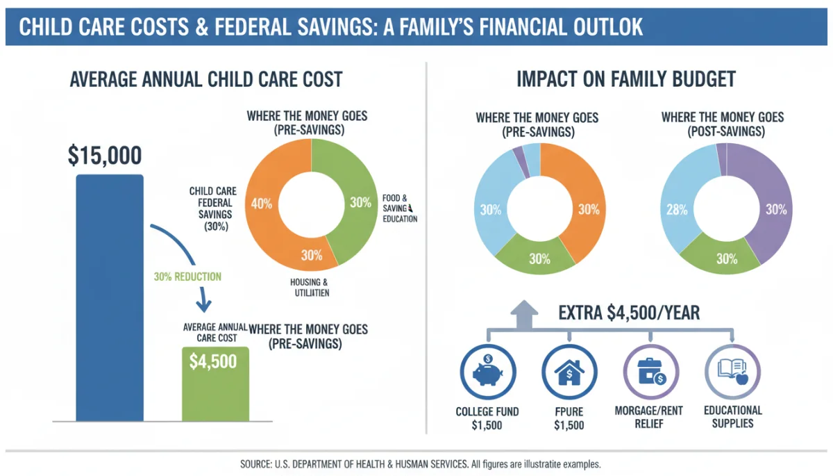 Infographic detailing child care cost savings with 2026 federal benefits