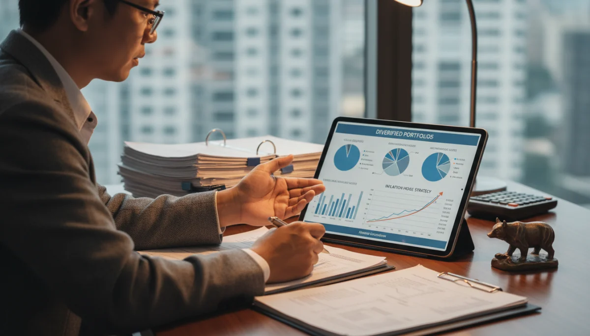 Person reviewing financial documents for inflation protection